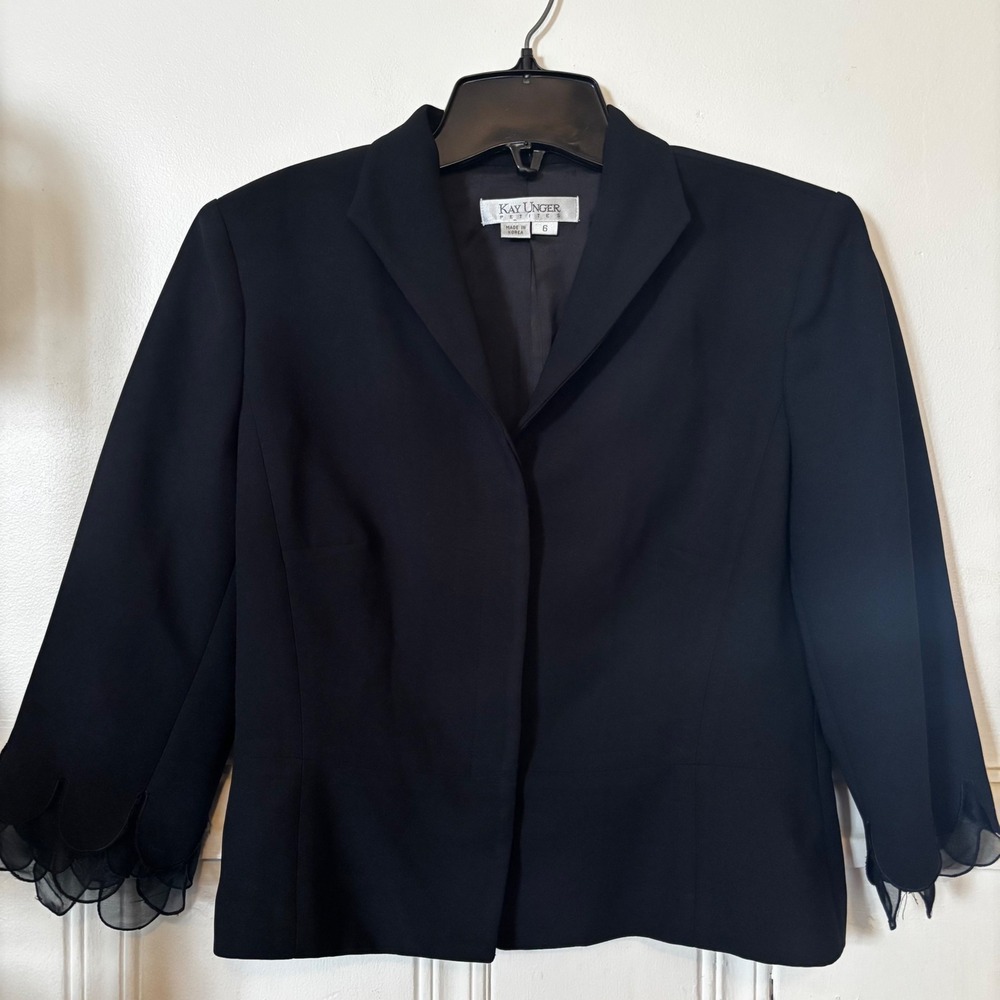 Kay Unger‎ Women's Blazer Jacket 6 Button Front Career Attire Black Lined